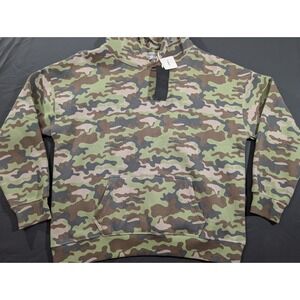 JAQWIN Mens Camouflage Fleece Heavyweight Hoodie Sweatshirt Green Camo XL NWT